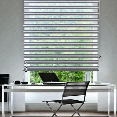 Estilo motorizado inteligente escarpado doble de la cebra de las persianas de ventana para la oficina