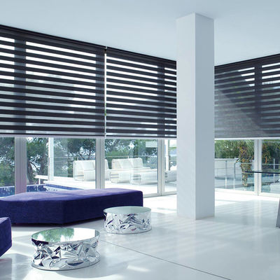 El PVC de Grey Motorized Roman Blind Curtains laminó el tipo para la sala de estar