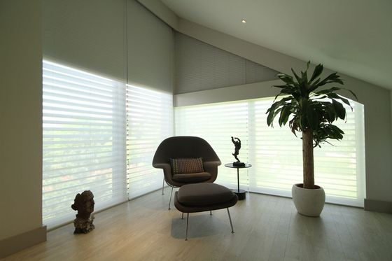 Las cortinas teledirigidas del La de Shangri ondulan el doblez para la sala de estar