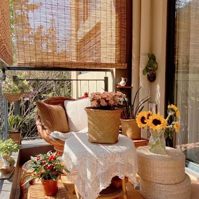 El bambú de la oficina del salón de té rueda encima de las sombras de Sun, persianas de rodillo de bambú para el balcón