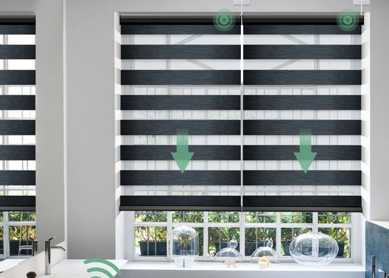 El PVC de Grey Motorized Roman Blind Curtains laminó el tipo para la sala de estar