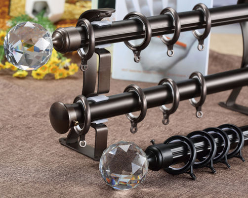 28m m postes de aluminio decorativos Crystal Finials Curtains Rods Set