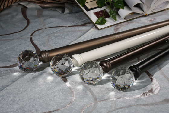 28m m postes de aluminio decorativos Crystal Finials Curtains Rods Set