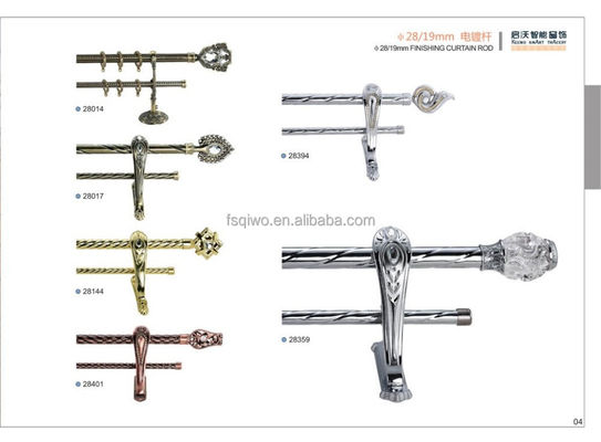Diseños clásicos de la decoración antis - telón de acero de acabado Rod del metal del oro de Chrome de la astilla de cobre amarillo del Anti-cobre