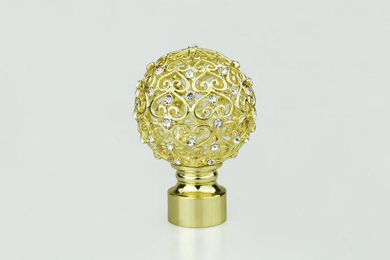 Accesorios cristalinos de oro de la barra de cortina de los finials de la cortina del metal del diamante del nuevo diseño al por mayor directo de la fábrica