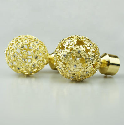 Estilo de lujo de la bola del casquillo de cortina de los Finials de oro de Roces para los hoteles de los restaurantes