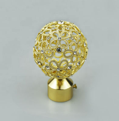 Estilo de lujo de la bola del casquillo de cortina de los Finials de oro de Roces para los hoteles de los restaurantes
