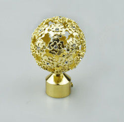 Estilo de lujo de la bola del casquillo de cortina de los Finials de oro de Roces para los hoteles de los restaurantes
