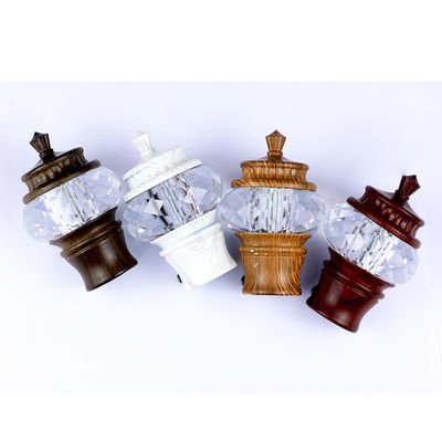 Tamaño de cristal decorativo de Rod Leaf Finials With 22m m 25m m del tubo de la cortina