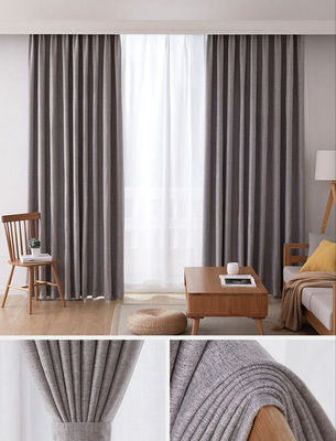 Lino Grey Cortina Opaca Doble Capa ligero Ring Style simple del terciopelo