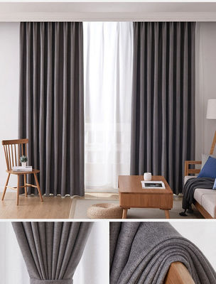 Lino Grey Cortina Opaca Doble Capa ligero Ring Style simple del terciopelo