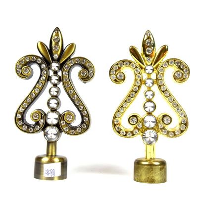 De la fábrica accesorios cristalinos de la barra de cortina de los finials de la cortina del metal 28m m de oro al por mayor del color directamente