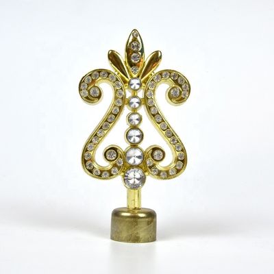 De la fábrica accesorios cristalinos de la barra de cortina de los finials de la cortina del metal 28m m de oro al por mayor del color directamente