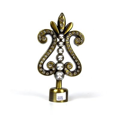 De la fábrica accesorios cristalinos de la barra de cortina de los finials de la cortina del metal 28m m de oro al por mayor del color directamente