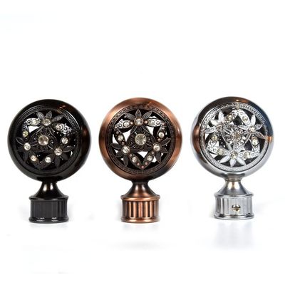 de la fábrica finials cristalinos de la cortina de la astilla directamente del color 28m m del diamante de bronce al por mayor del metal en accesorios de la barra de cortina