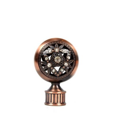 de la fábrica finials cristalinos de la cortina de la astilla directamente del color 28m m del diamante de bronce al por mayor del metal en accesorios de la barra de cortina