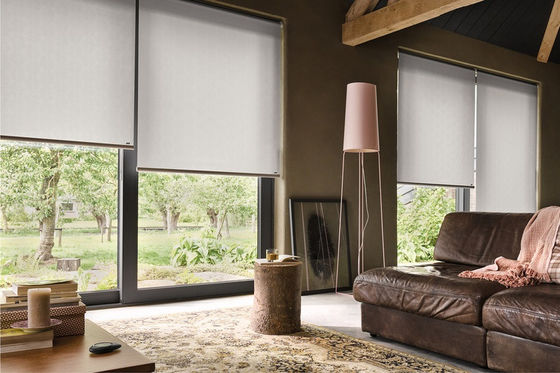 Persianas 100% de ventana cubiertas espuma beige del rodillo del poliéster para las oficinas