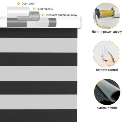 Cortina eléctrica inteligente impermeable negro de cebra para el proyecto de baño de oficina